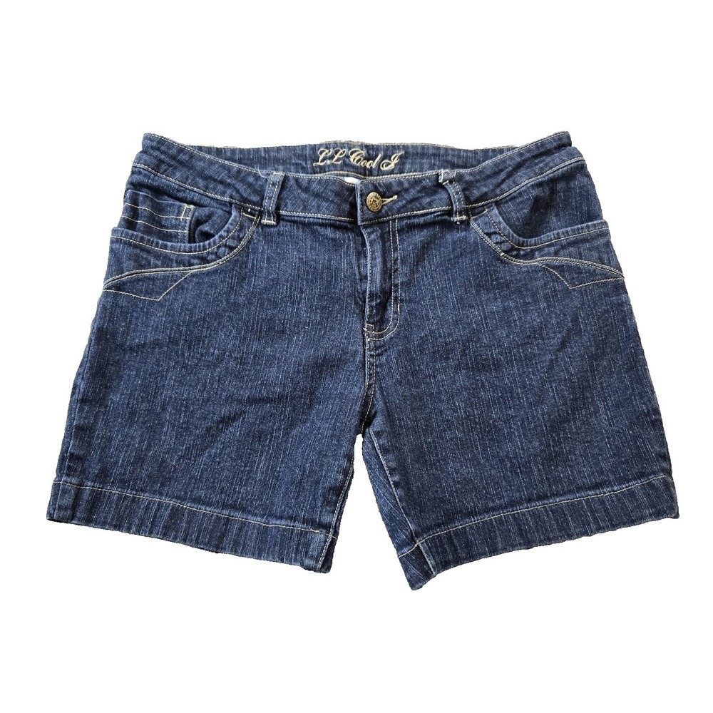LL Cool J Junior's Denim Shorts Stretch Mid Rise Waist 32" Inseam 5" Size 11